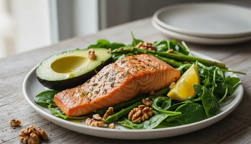 Assiette de régime méditerranéen pour limiter les risques d'angine de poitrine