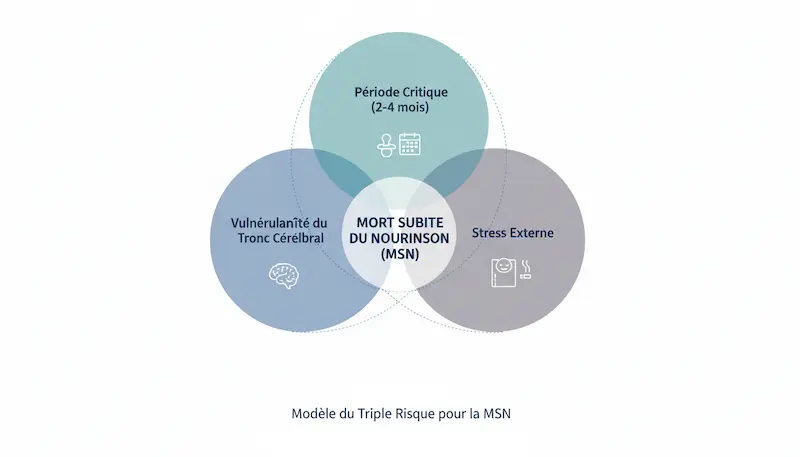 Modèle triple risque expliquant les causes de la mort subite du nourrisson