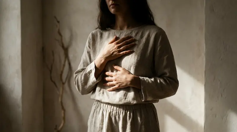 Femme pratiquant un exercice d'ancrage corporel pour basculer du cortex préfrontal vers le système limbique