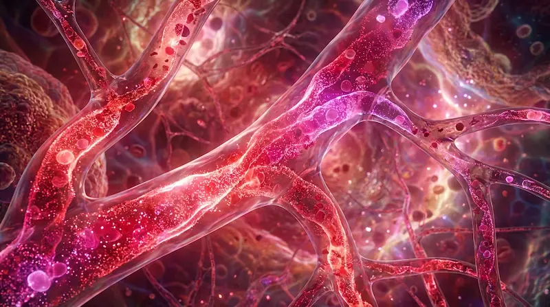 Illustration de la microcirculation sanguine optimisée vers les tissus génitaux grâce aux aliments vasodilatateurs