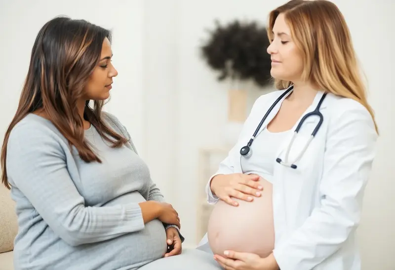 Femme enceinte lors d'une consultation prénatale pour detecter les Problèmes de globules rouges