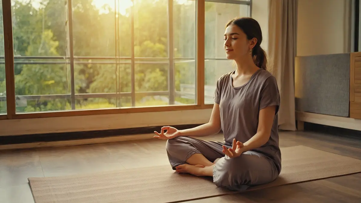 Femme pratiquant la cohérence cardiaque pour apaiser les douleurs de la maladie de Verneuil