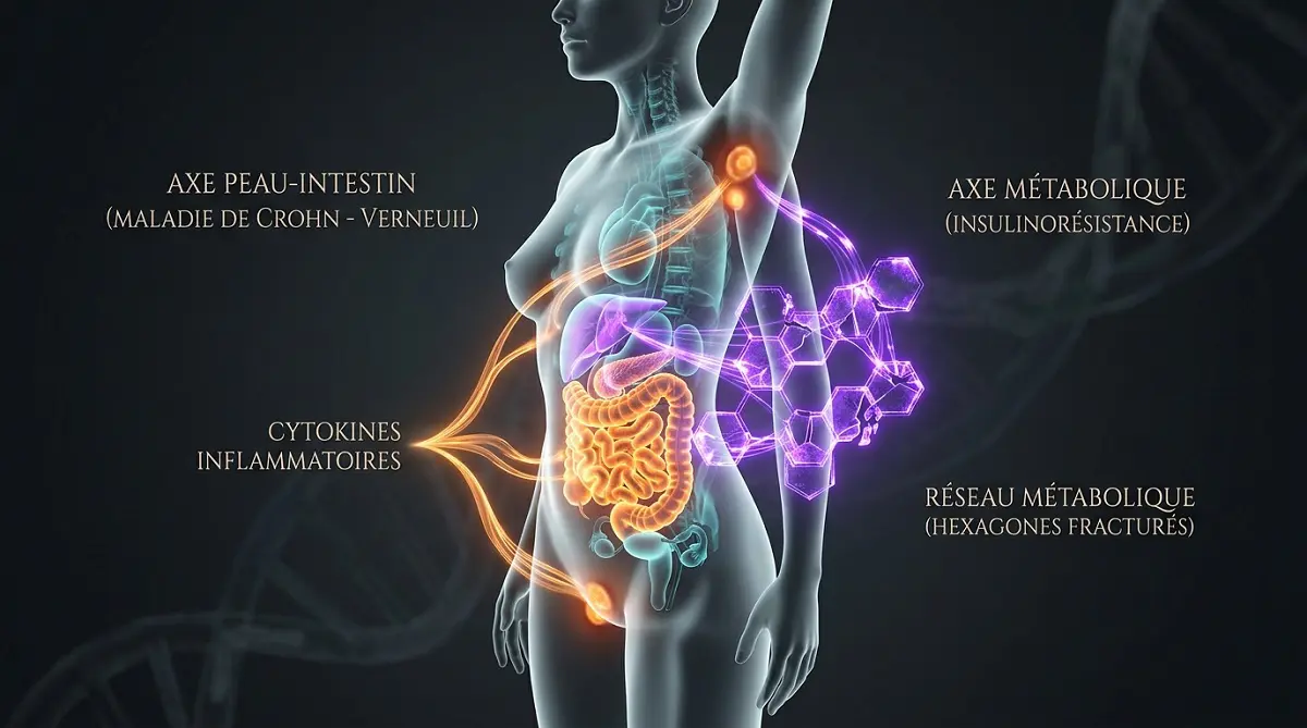 Schéma explicatif montrant la relation entre la maladie de Verneuil et la maladie de Crohn